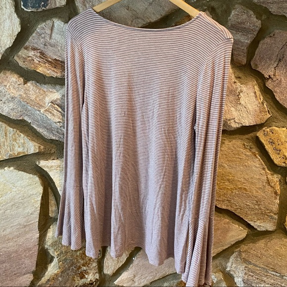 Strappy Bell / Trumpet Sleeve Striped Blouse - Picture 4 of 4